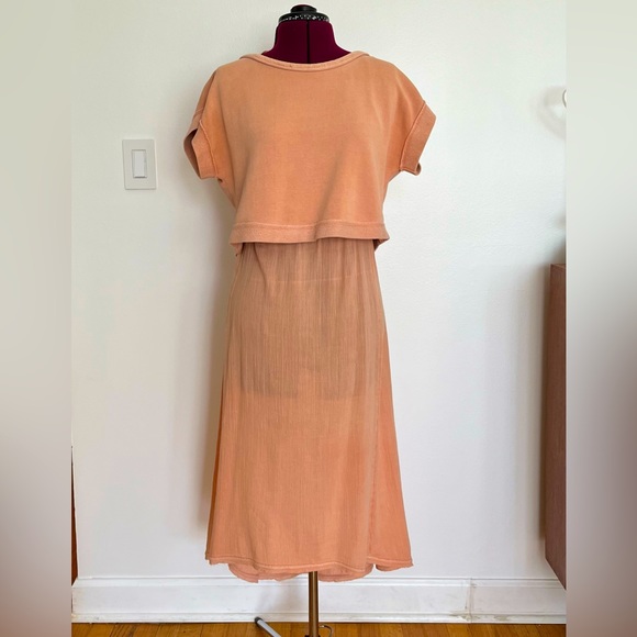 NWOT Anthropologie Daily Practice Soft Pink/Peach Sheer Summer Dress Size 6 - Picture 3 of 8